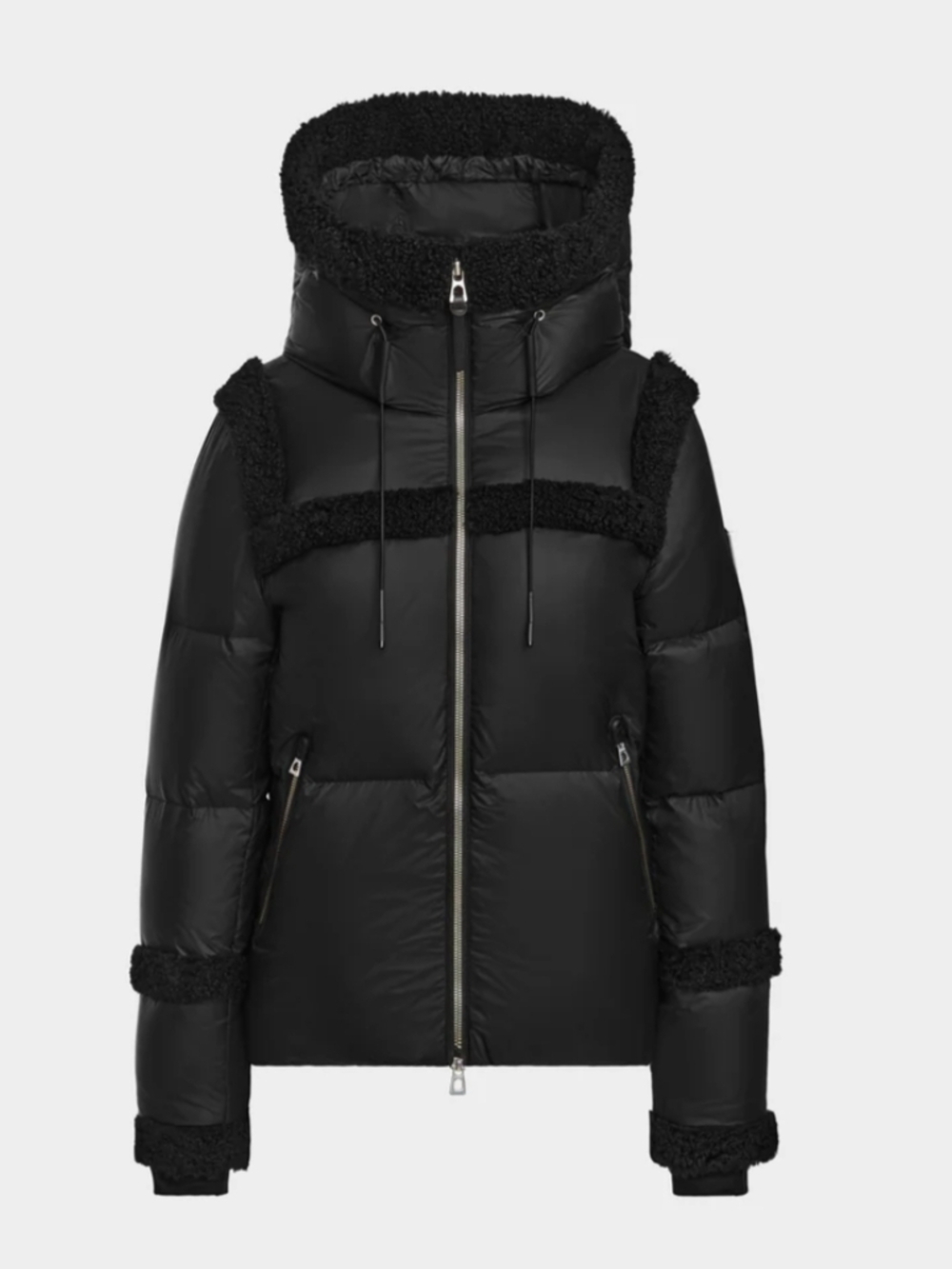 RUDSAK Black Quilted Puffer Jacket with Sherpa Trim NWT